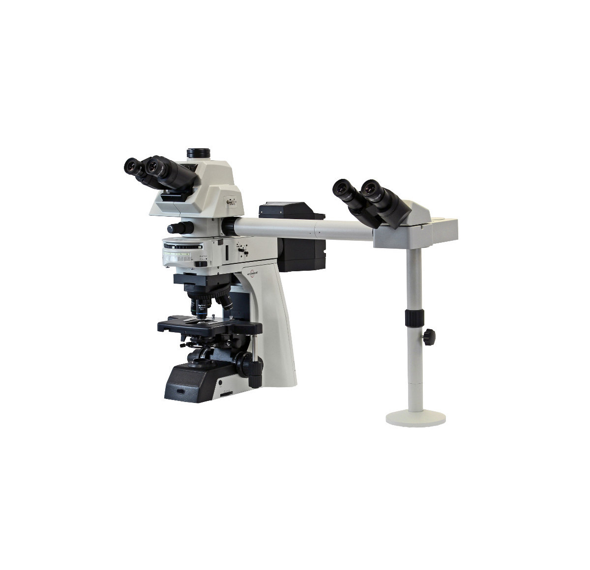 500-2SBS Dual Observer Accessory shown on EXC-500 with 6-position Fluorescence Illuminator, optional Viewing Head and Eyepieces