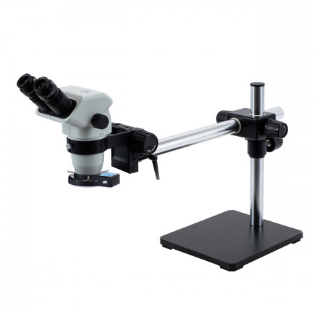 3075 Binocular Zoom Stereo Microscope, Boom Stand, LED Quad Ring Light